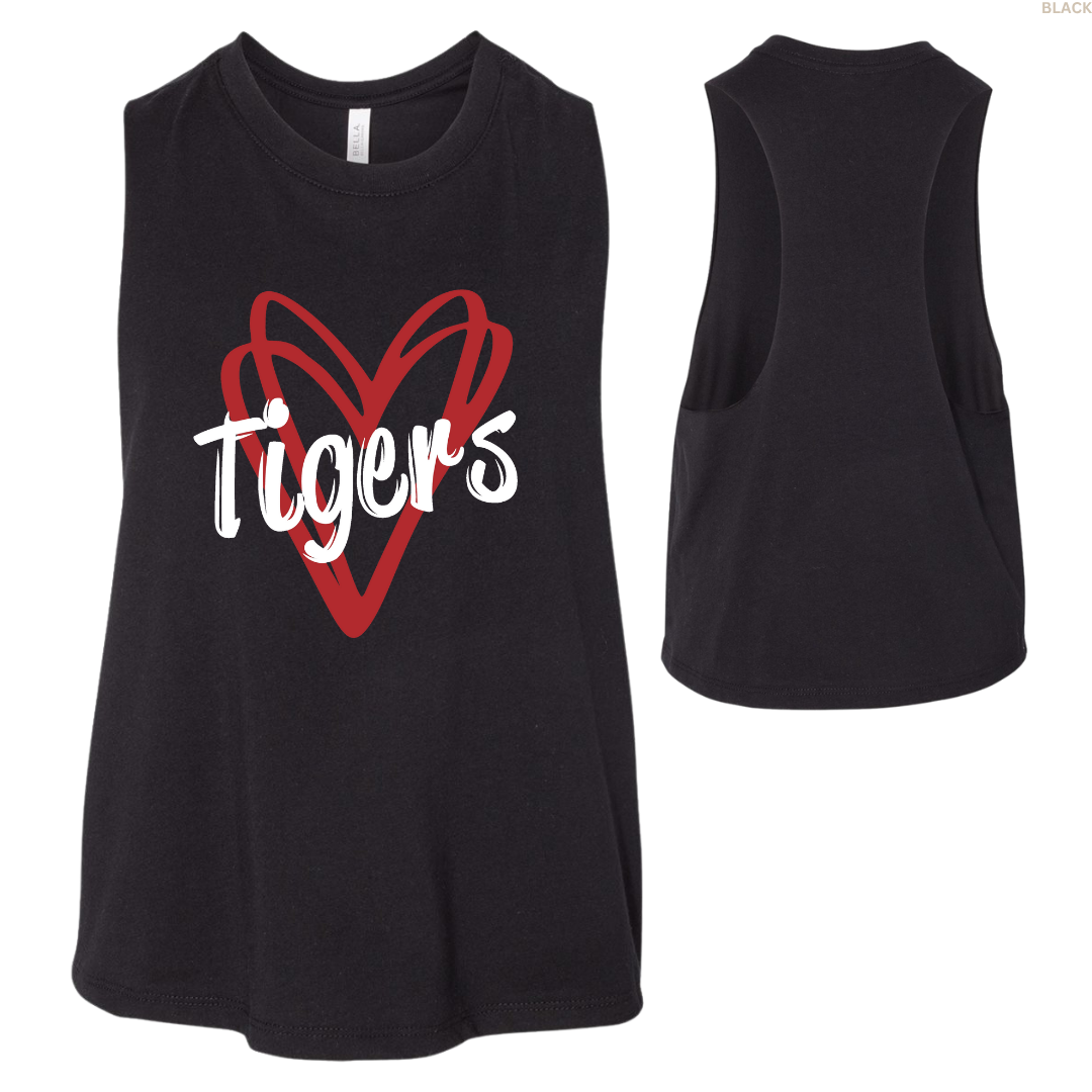 Tigers Double Hearts Women's Cropped Racerback Tank