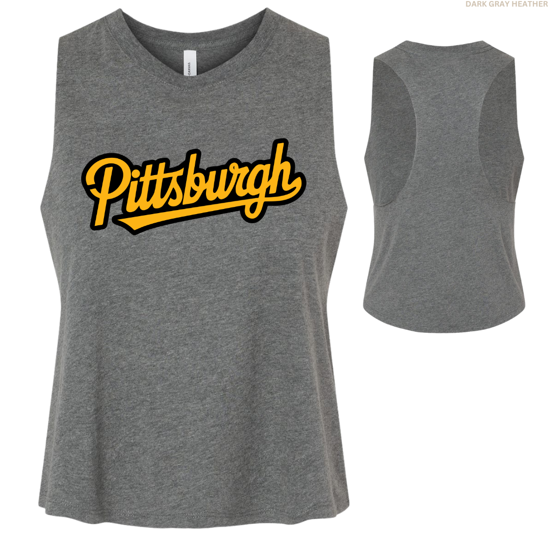 Pittsburgh Slant Women's Racerback Cropped Tank