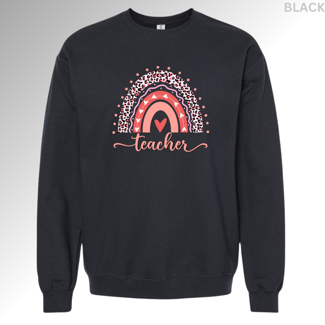 Teacher Valentine | Over the Rainbow Heart Graphic Sweatshirt, Hoodie, T-shirt