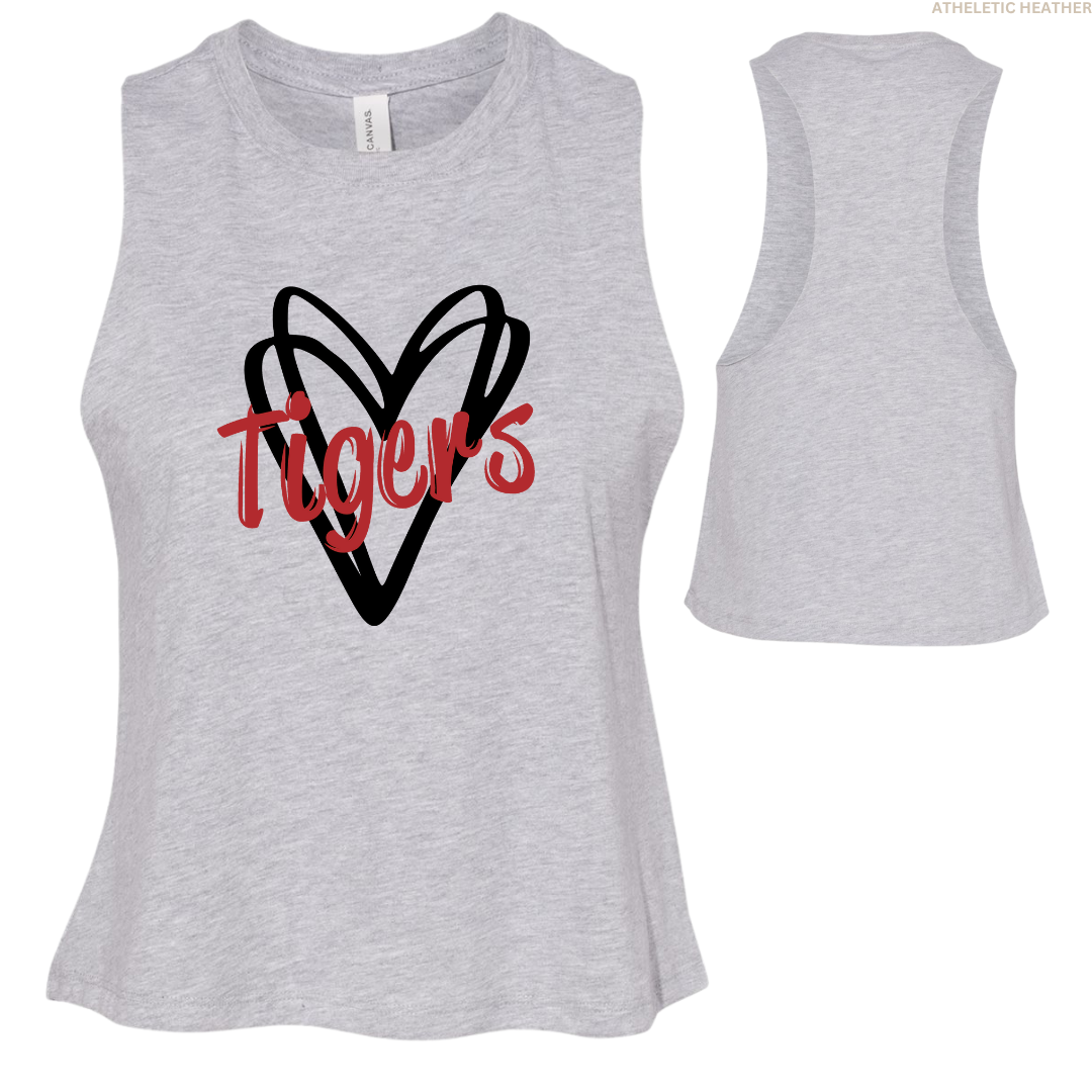 Tigers Double Hearts Women's Cropped Racerback Tank