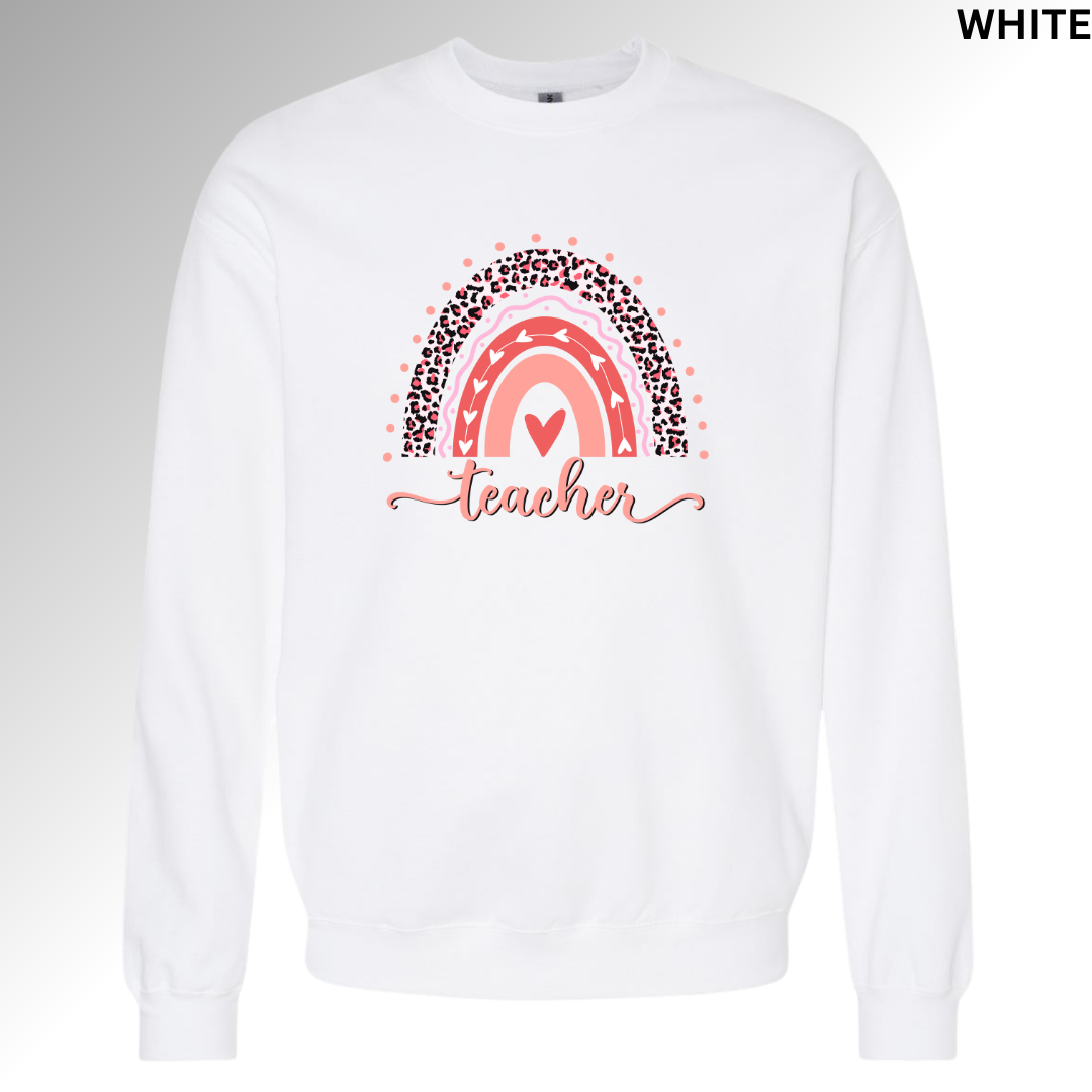 Teacher Valentine | Over the Rainbow Heart Graphic Sweatshirt, Hoodie, T-shirt