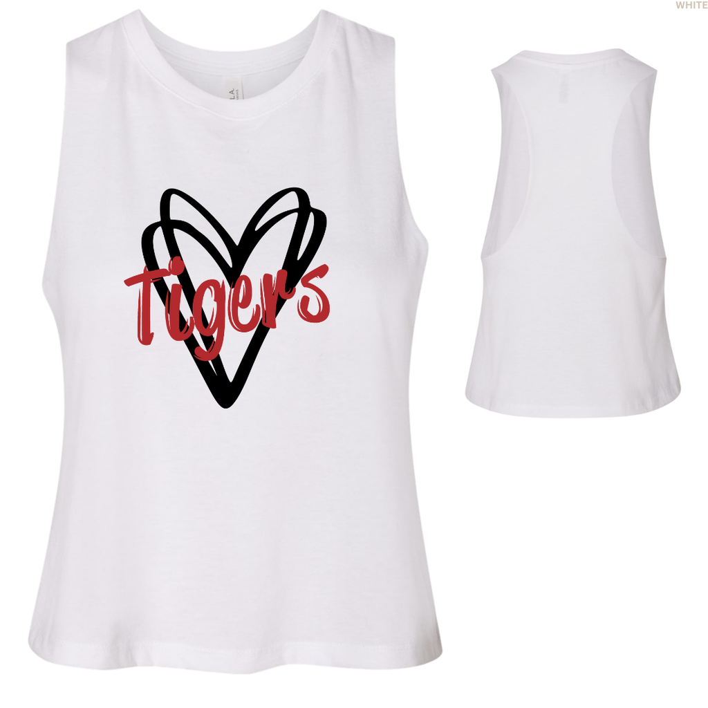 Tigers Double Hearts Women's Cropped Racerback Tank