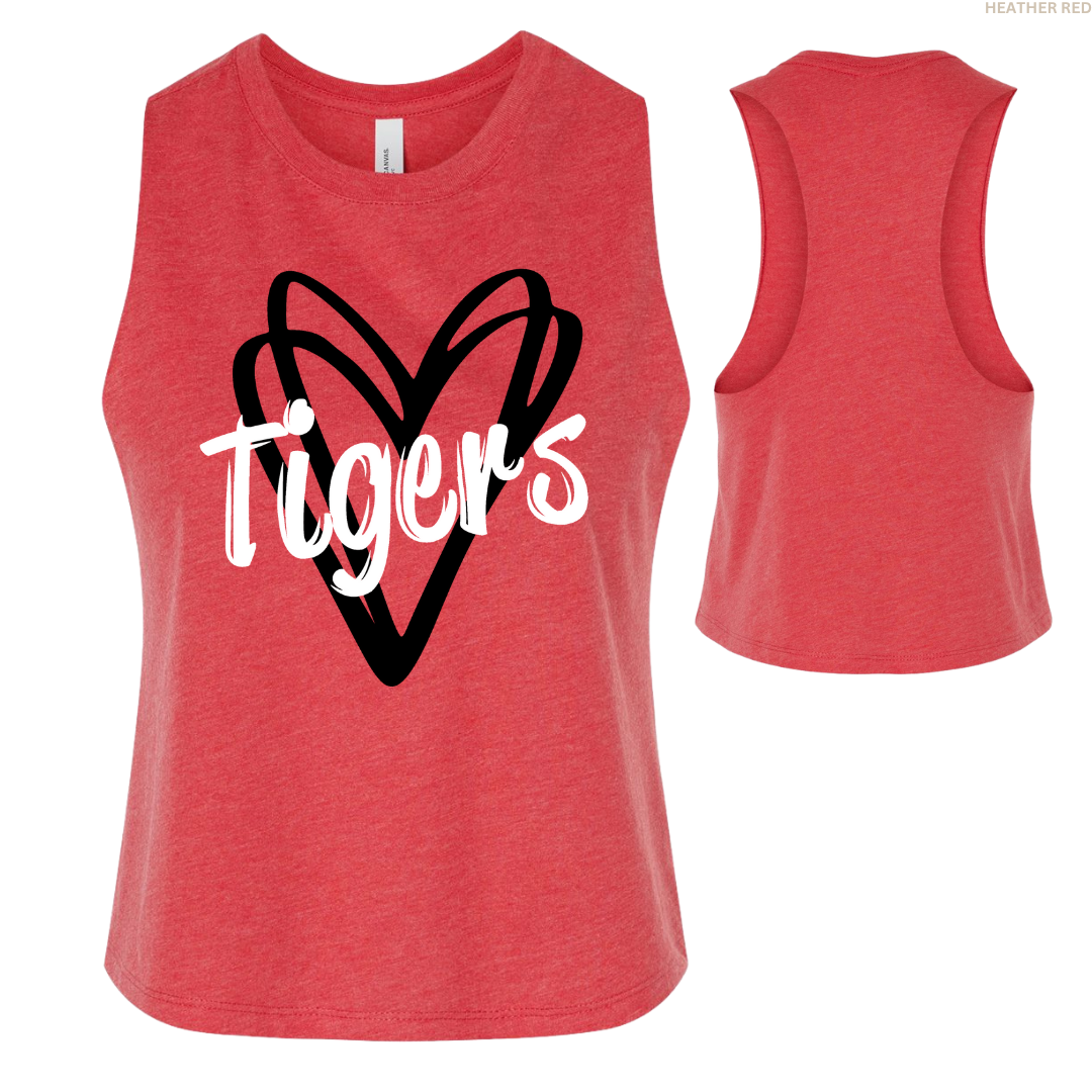 Tigers Double Hearts Women's Cropped Racerback Tank