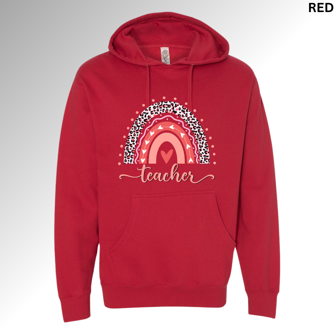 Teacher Valentine | Over the Rainbow Heart Graphic Sweatshirt, Hoodie, T-shirt