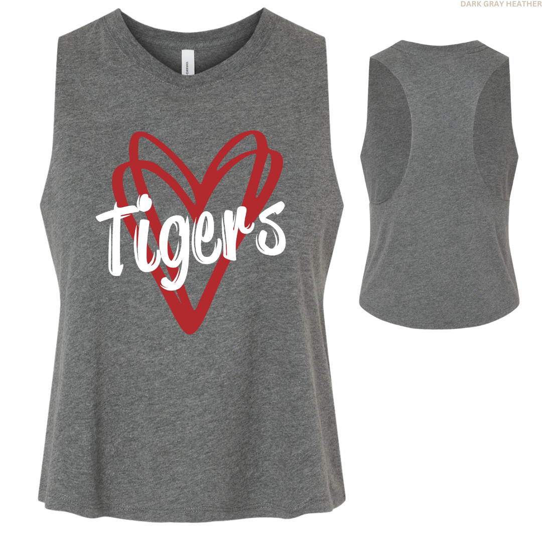 Tigers Double Hearts Women's Cropped Racerback Tank