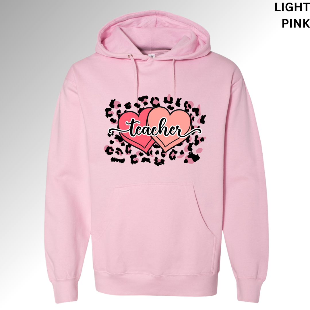 Leopard Teacher Heart Valentine T-Shirt | Cute Pink Classroom Tee