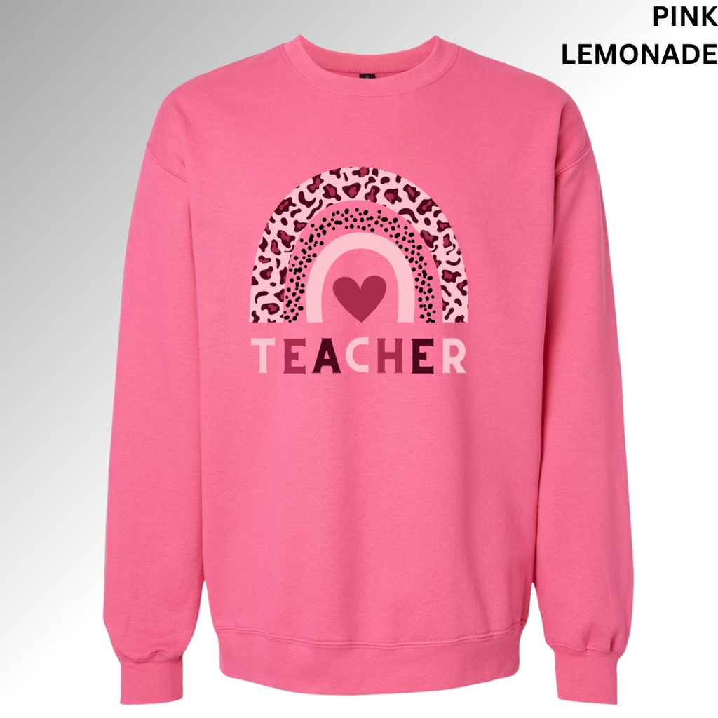 Teacher Heart Rainbow Valentine Sweatshirt | Cute Classroom Love Crewneck
