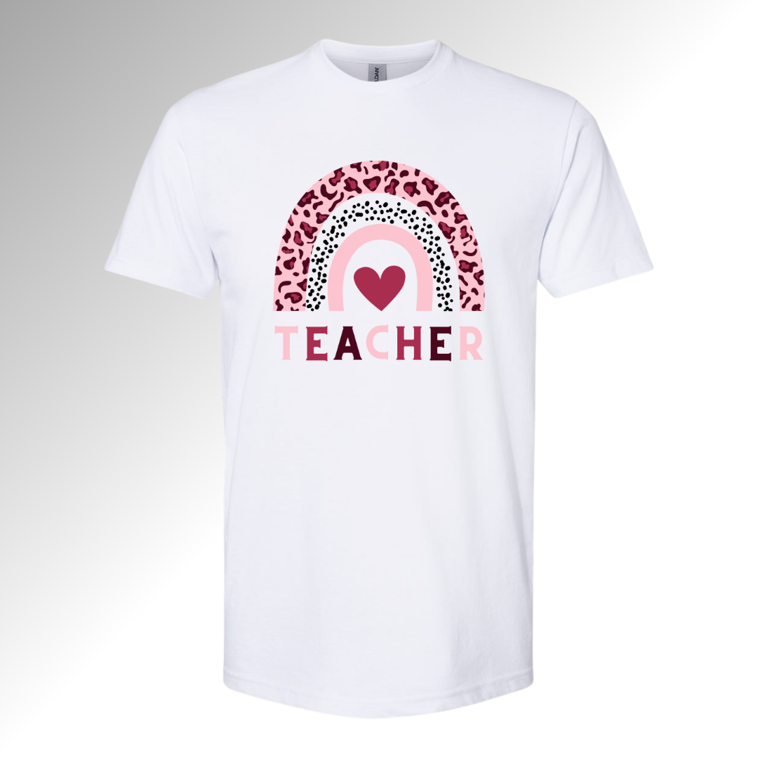 Teacher Heart Rainbow Valentine Sweatshirt | Cute Classroom Love Crewneck