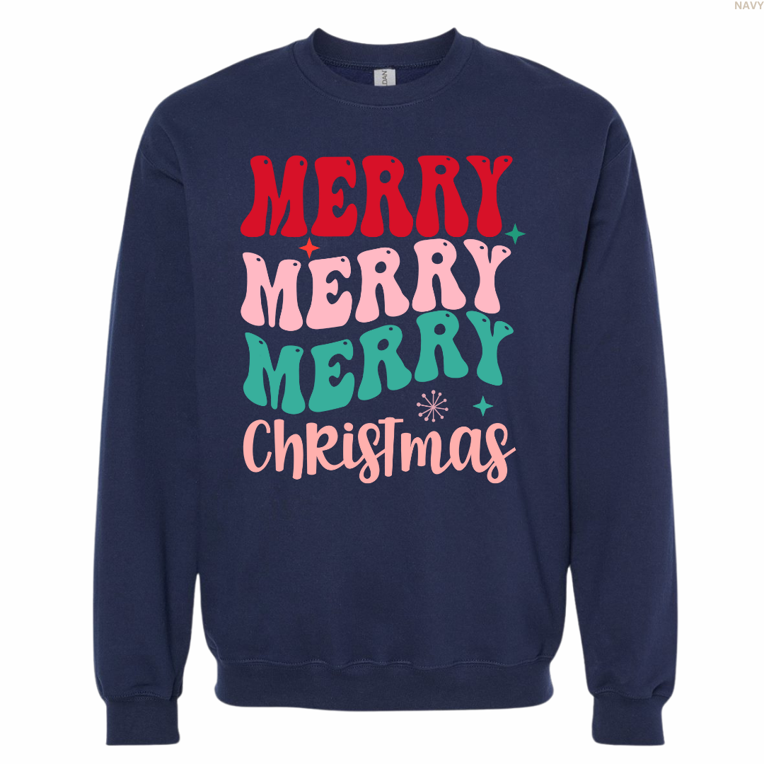 Merry Merry Merry Christmas Unisex Crewneck Sweatshirt