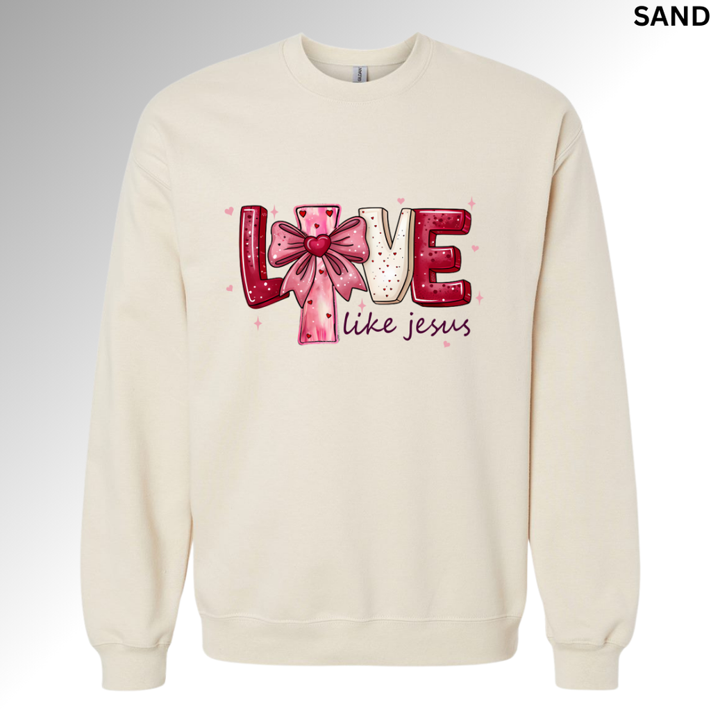 Love Like Jesus Valentine Sweatshirt | Faith-Based Heart Graphic Crewneck, Hoodie, T-shirt