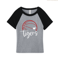 Tigers Basketball Heart Women's Raglan Cropped Baby Tee