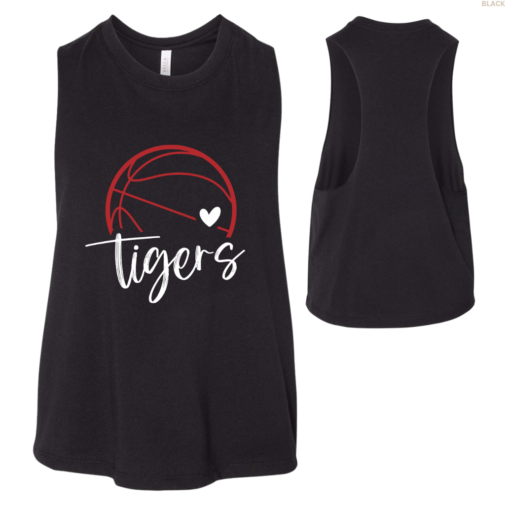 Tigers Basketball Heart Women's Racerback Cropped Tank