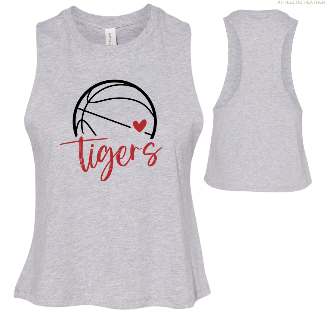 Tigers Basketball Heart Women's Racerback Cropped Tank