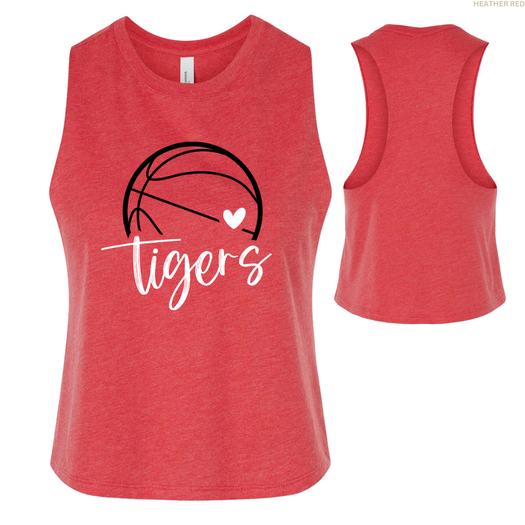 Tigers Basketball Heart Women's Racerback Cropped Tank