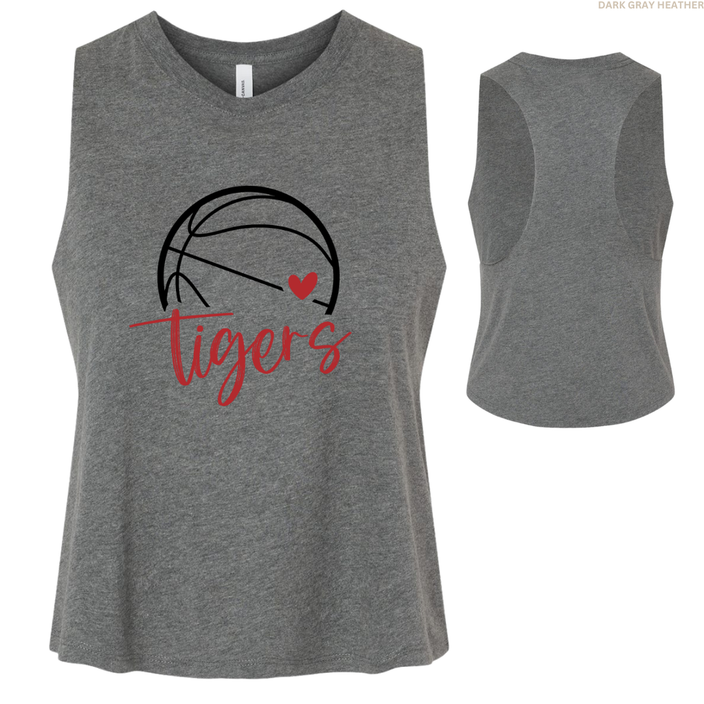 Tigers Basketball Heart Women's Racerback Cropped Tank