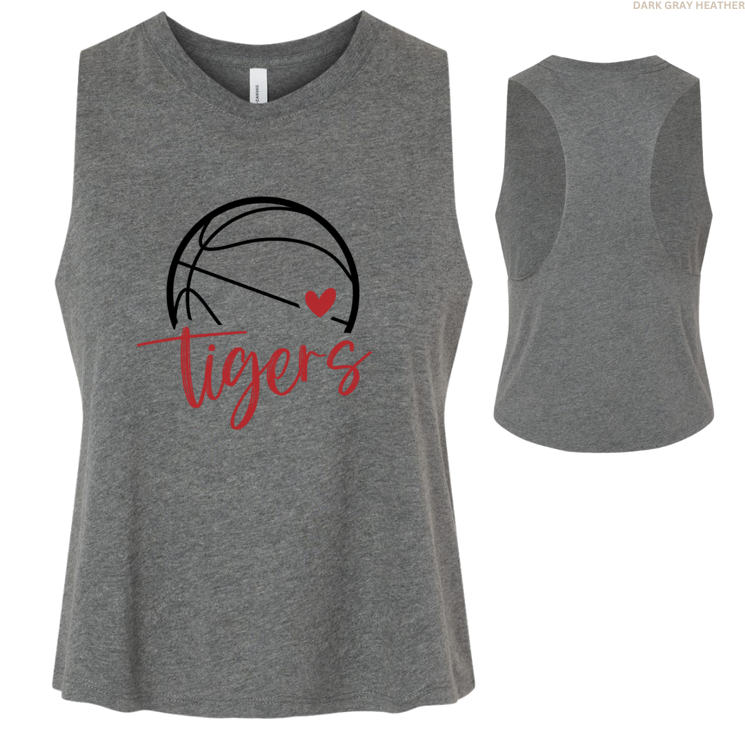 Tigers Basketball Heart Women's Racerback Cropped Tank