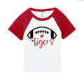 Tigers Football Heart Women's Raglan Cropped Baby Tee