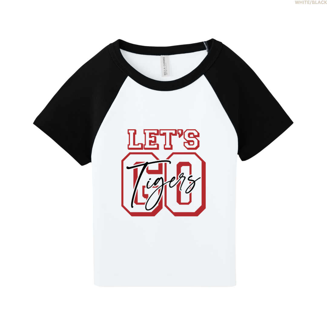 Let's Go Tigers Women's Raglan Cropped Baby Tee