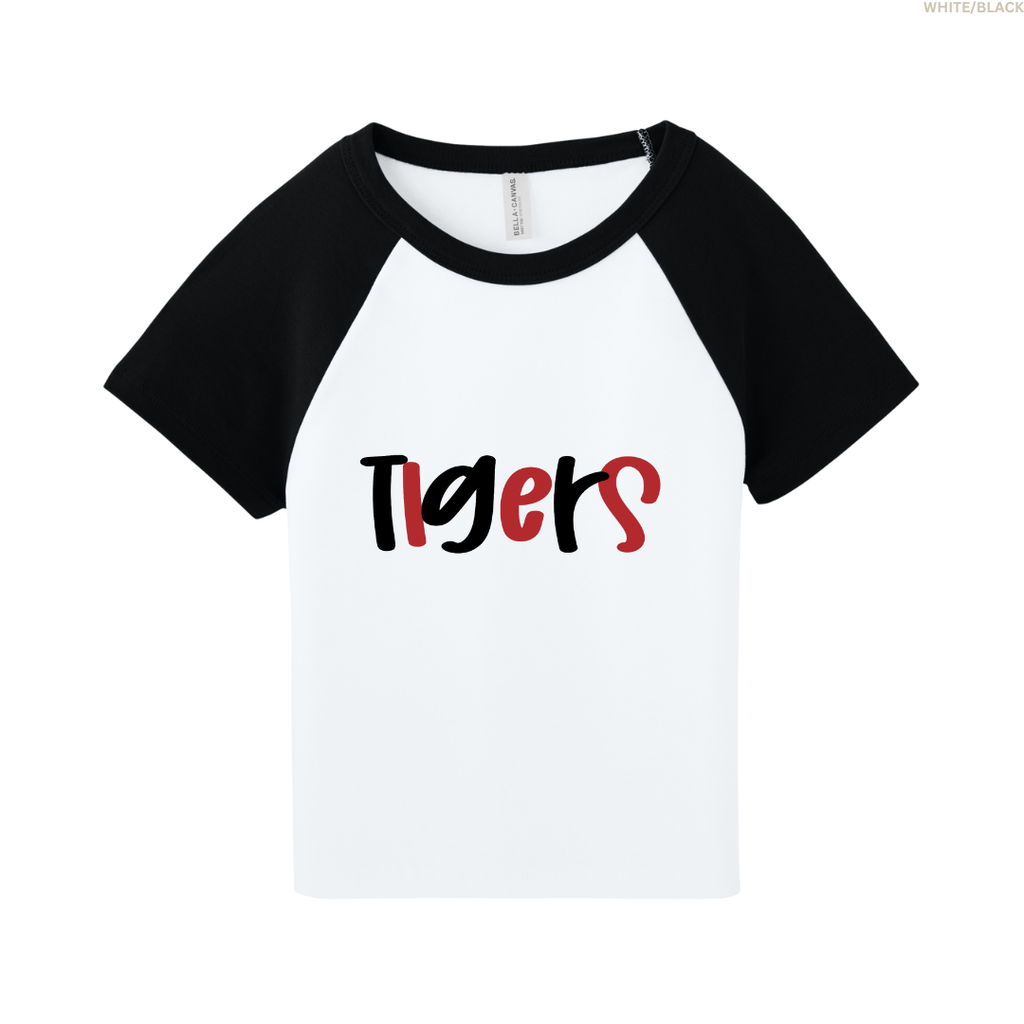 Tigers Alternating Women's Raglan Cropped Baby Tee