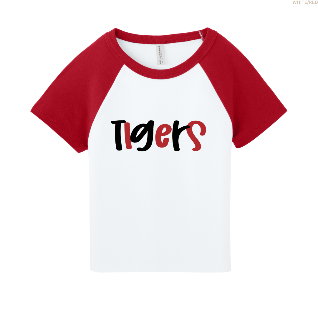 Tigers Alternating Women's Raglan Cropped Baby Tee