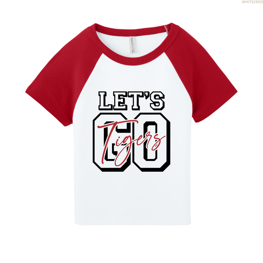 Let's Go Tigers Women's Raglan Cropped Baby Tee