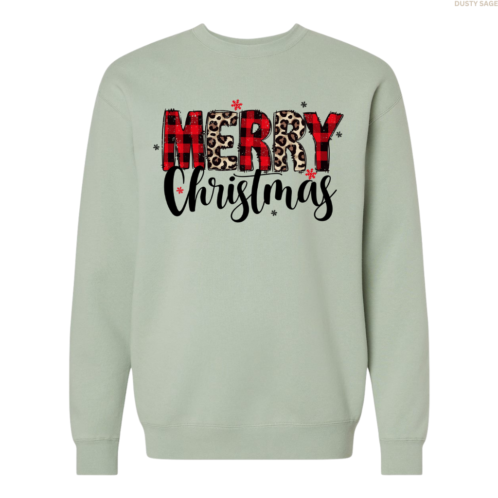 Merry Christmas Leopard Print Unisex Crewneck Sweatshirt