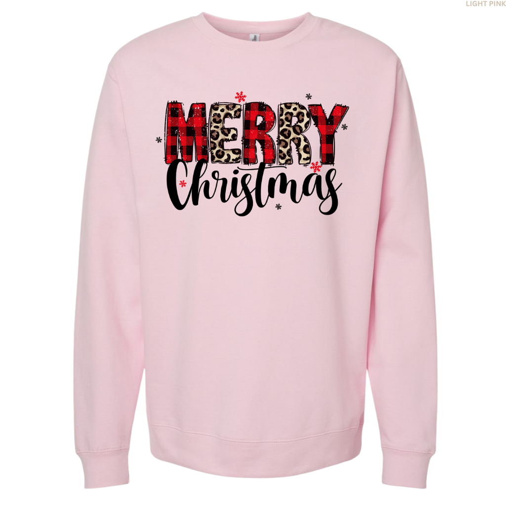 Merry Christmas Leopard Print Unisex Crewneck Sweatshirt