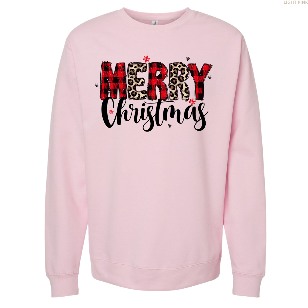 Merry Christmas Leopard Print Unisex Crewneck Sweatshirt