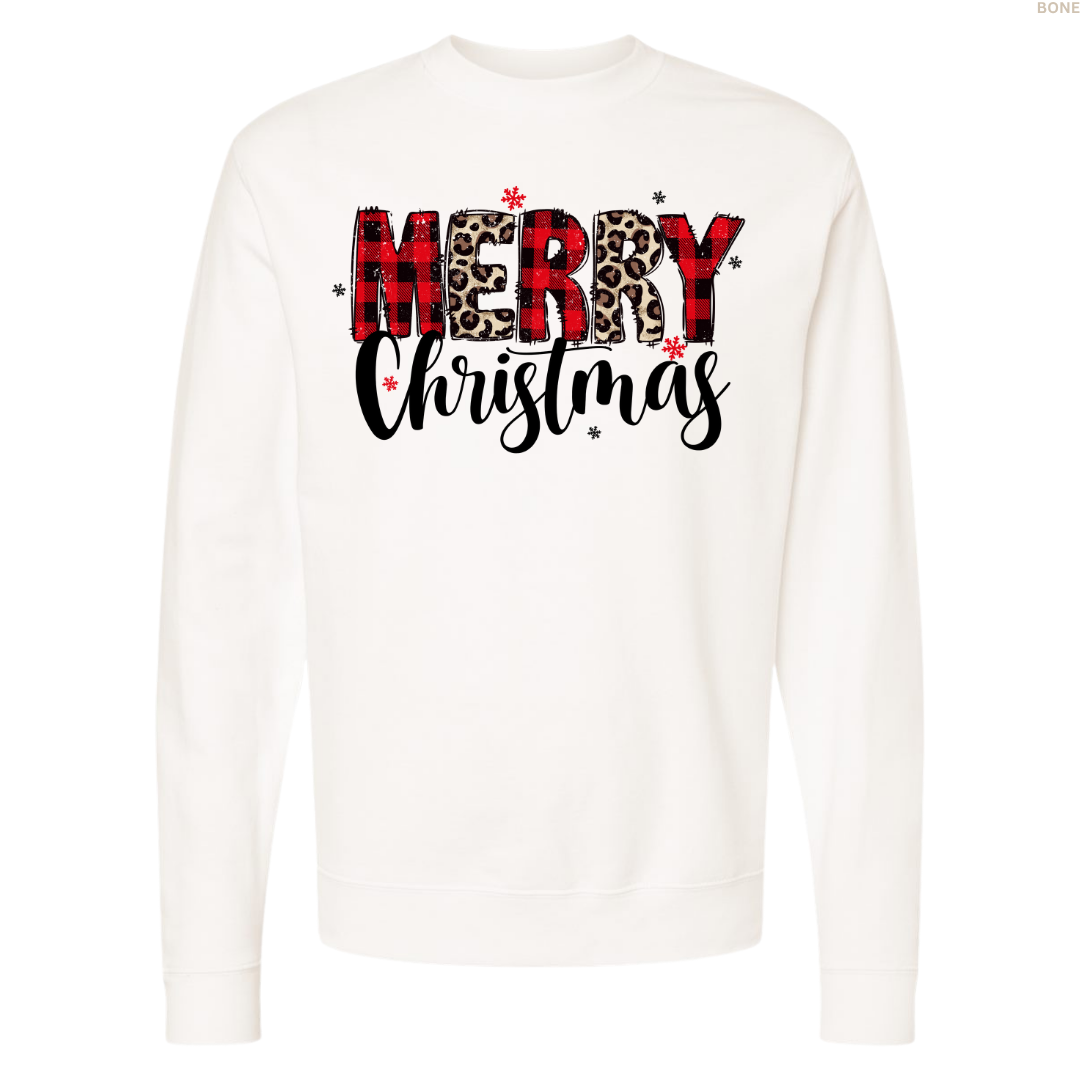 Merry Christmas Leopard Print Unisex Crewneck Sweatshirt