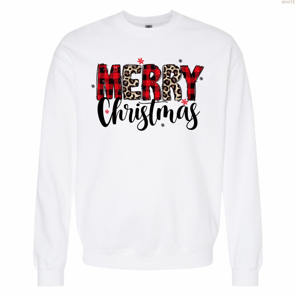 Merry Christmas Leopard Print Unisex Crewneck Sweatshirt