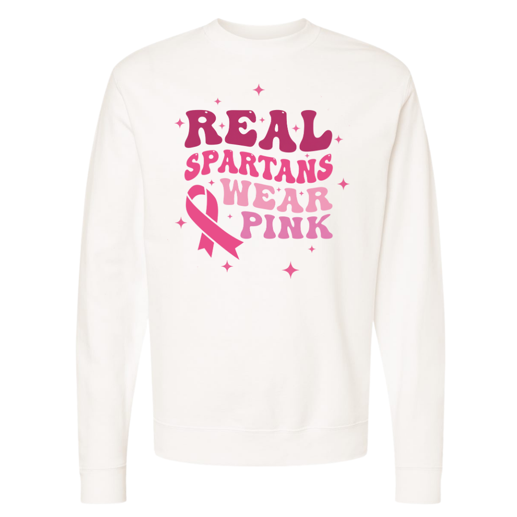 Real Spartans Wear Pink Crewneck
