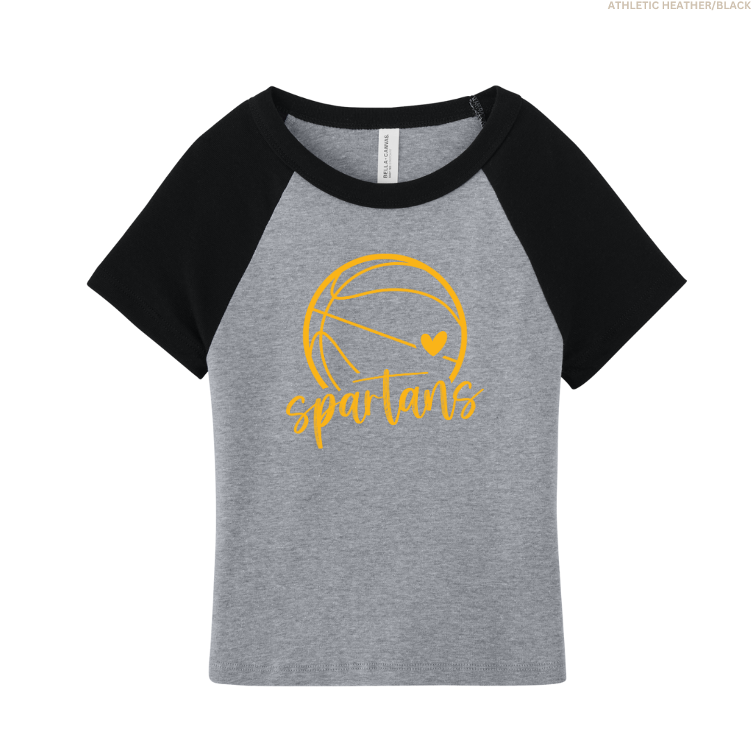 Spartans Basketball Women's Raglan Cropped Baby Tee