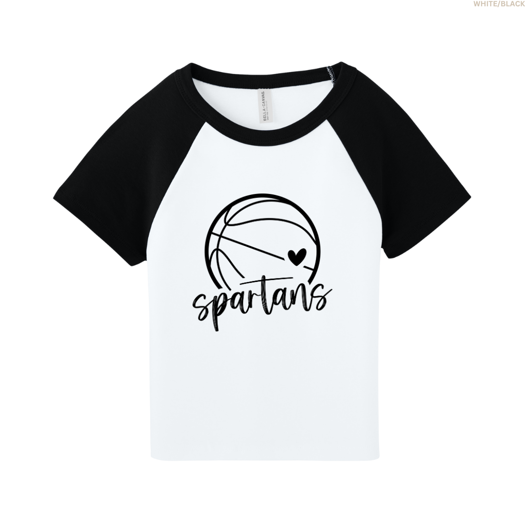 Spartans Basketball Women's Raglan Cropped Baby Tee