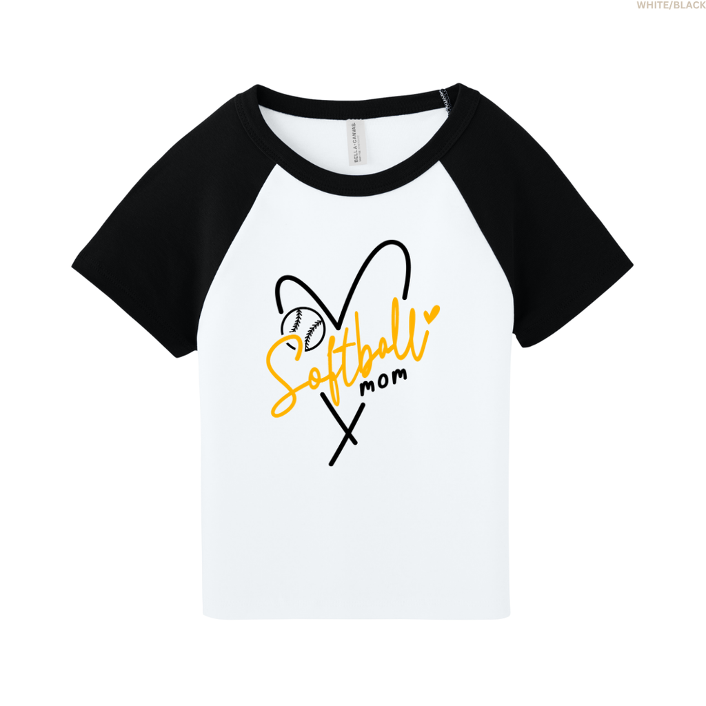 Softball Mom Raglan Cropped Baby Tee