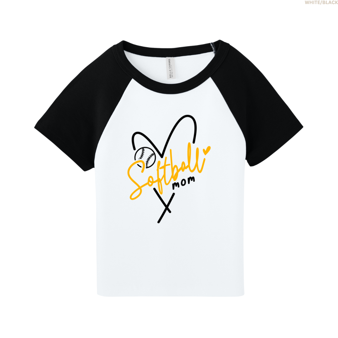 Softball Mom Raglan Cropped Baby Tee