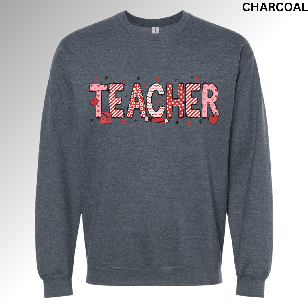 Teacher Valentine Sweatshirt | Heart Graphic Teacher Crewneck
