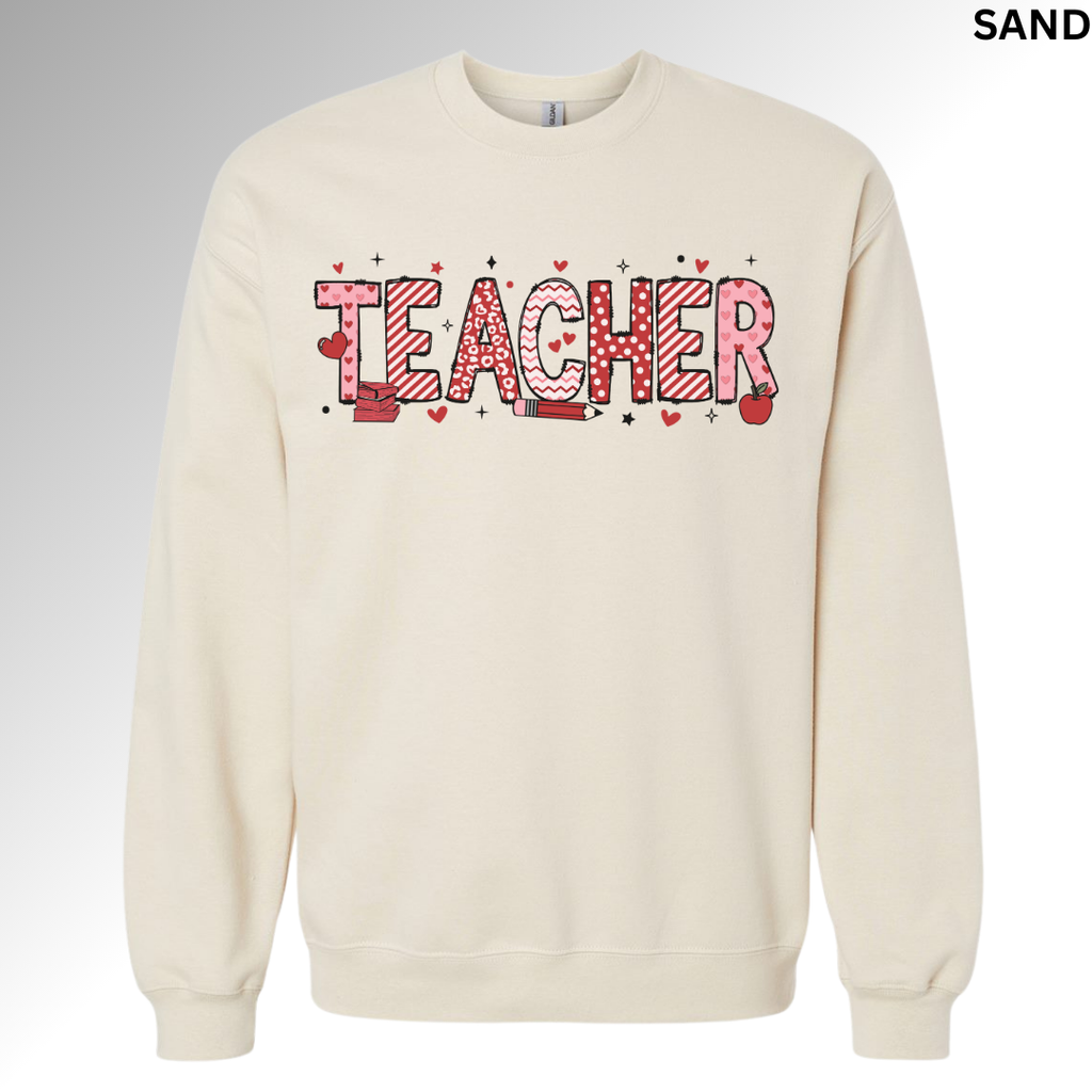 Teacher Valentine Sweatshirt | Heart Graphic Teacher Crewneck