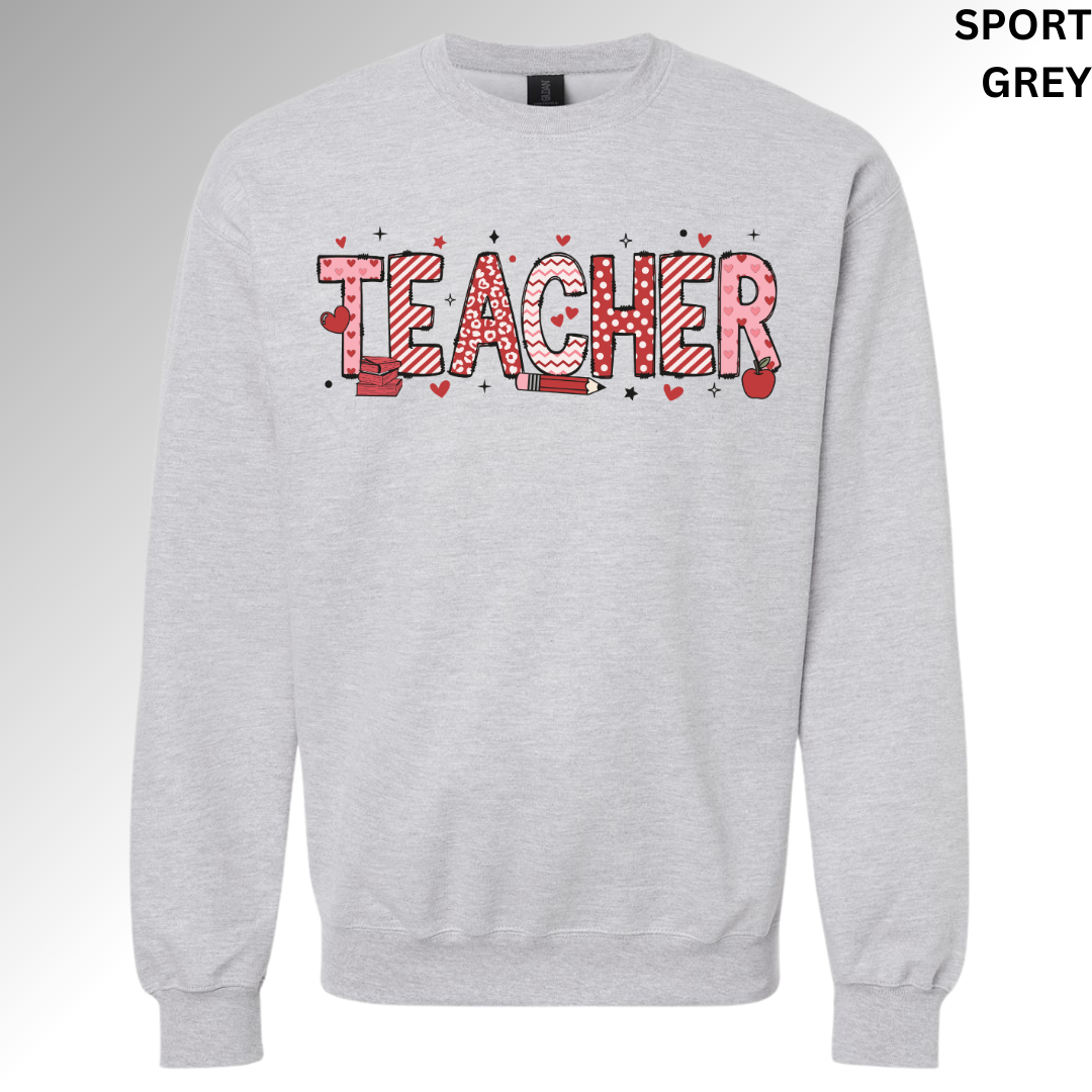 Teacher Valentine Sweatshirt | Heart Graphic Teacher Crewneck