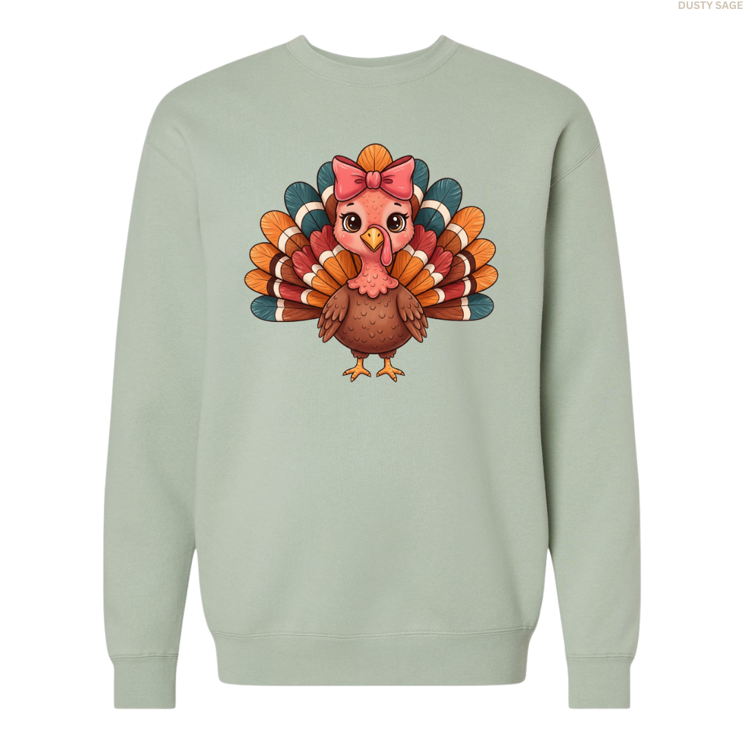Turkey with a Bow Crewneck Sweatshirt