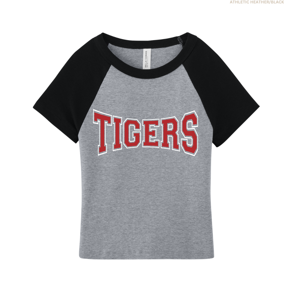 Tigers Women's Raglan Cropped Baby Tee