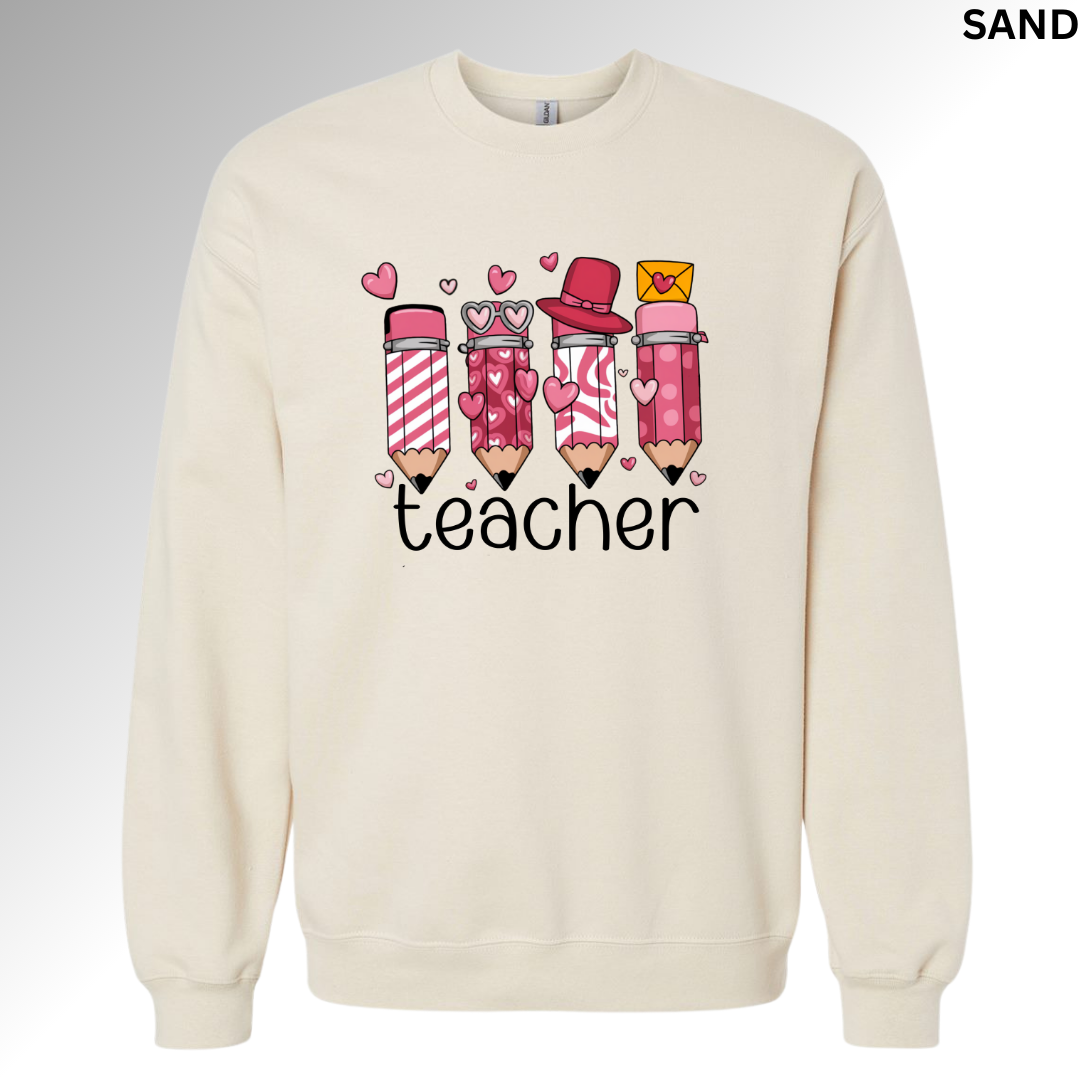 Teacher Pencils Valentine Sweatshirt | Cute Classroom Love Crewneck