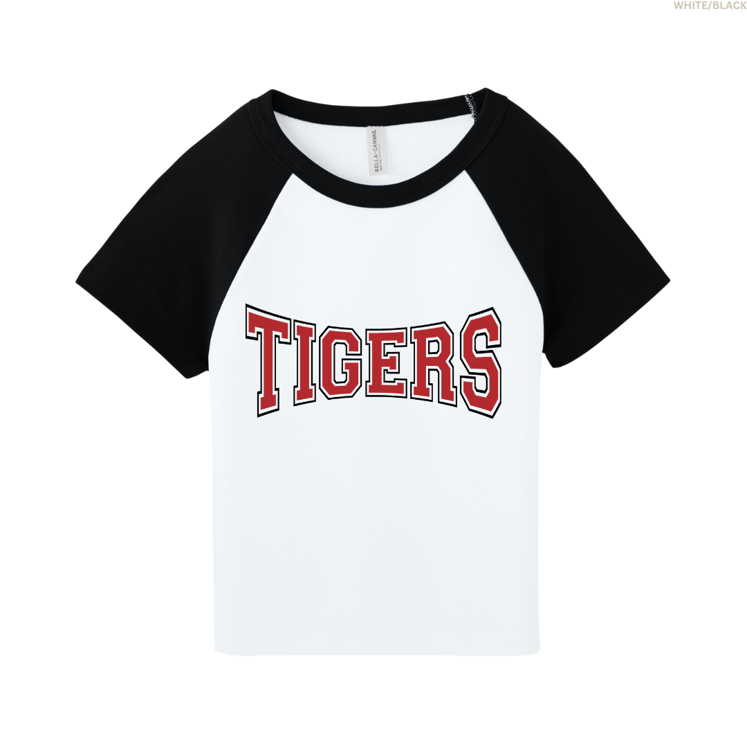 Tigers Women's Raglan Cropped Baby Tee