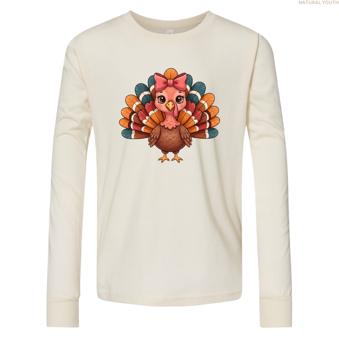 Turkey with a Bow Youth Long Sleeve