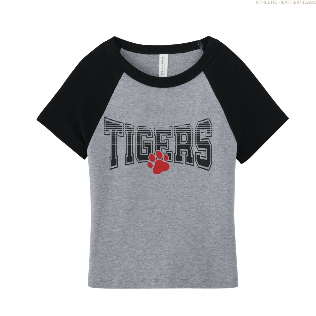 Tigers Women's Raglan Cropped Baby Tee