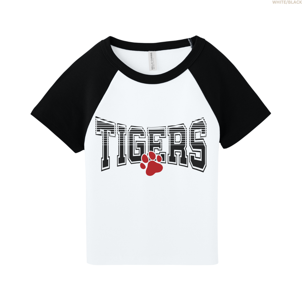 Tigers Women's Raglan Cropped Baby Tee