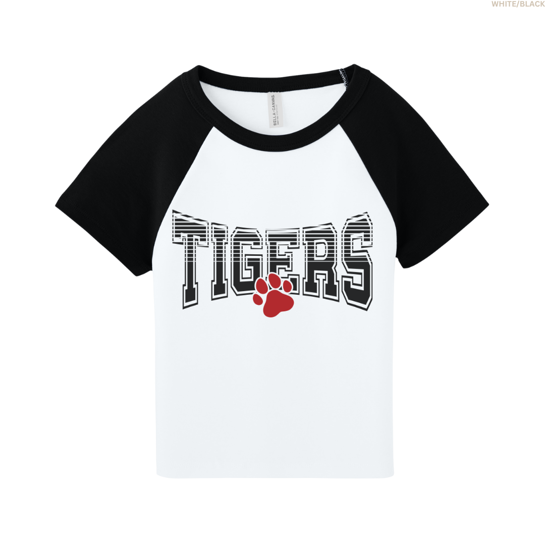 Tigers Women's Raglan Cropped Baby Tee