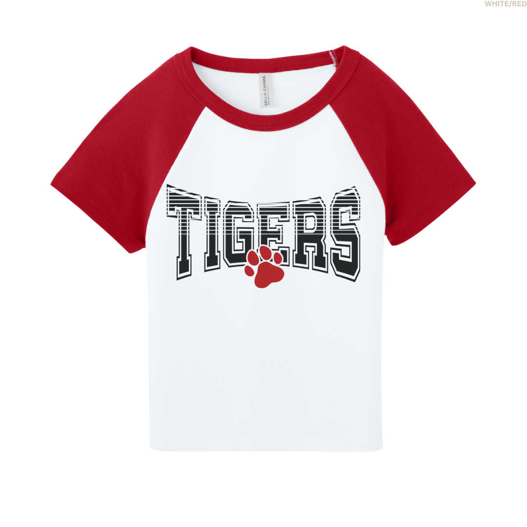 Tigers Women's Raglan Cropped Baby Tee