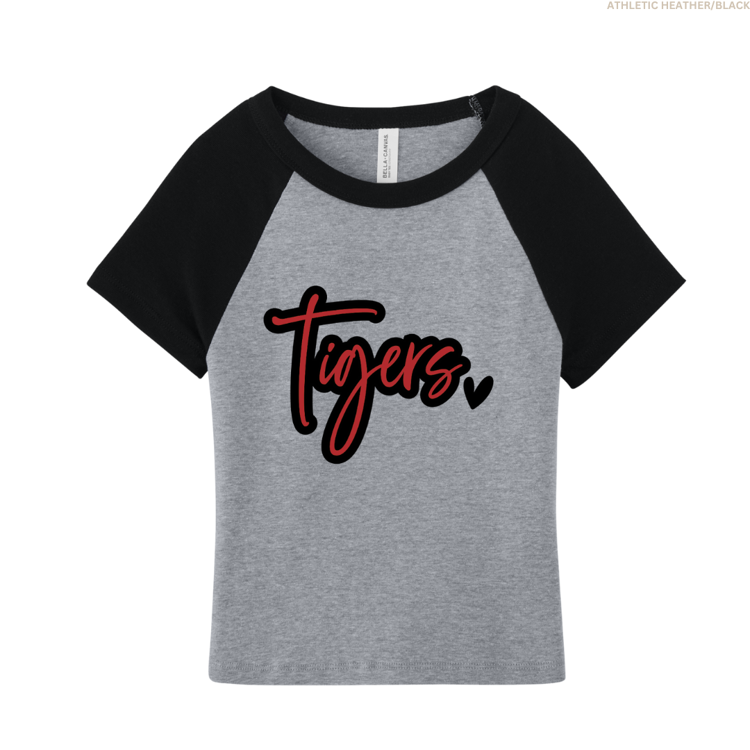 Tigers Heart Women's Raglan Cropped Baby Tee