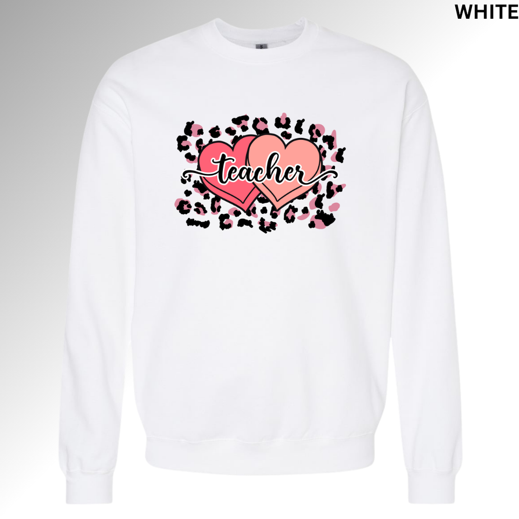 Leopard Teacher Heart Valentine T-Shirt | Cute Pink Classroom Tee