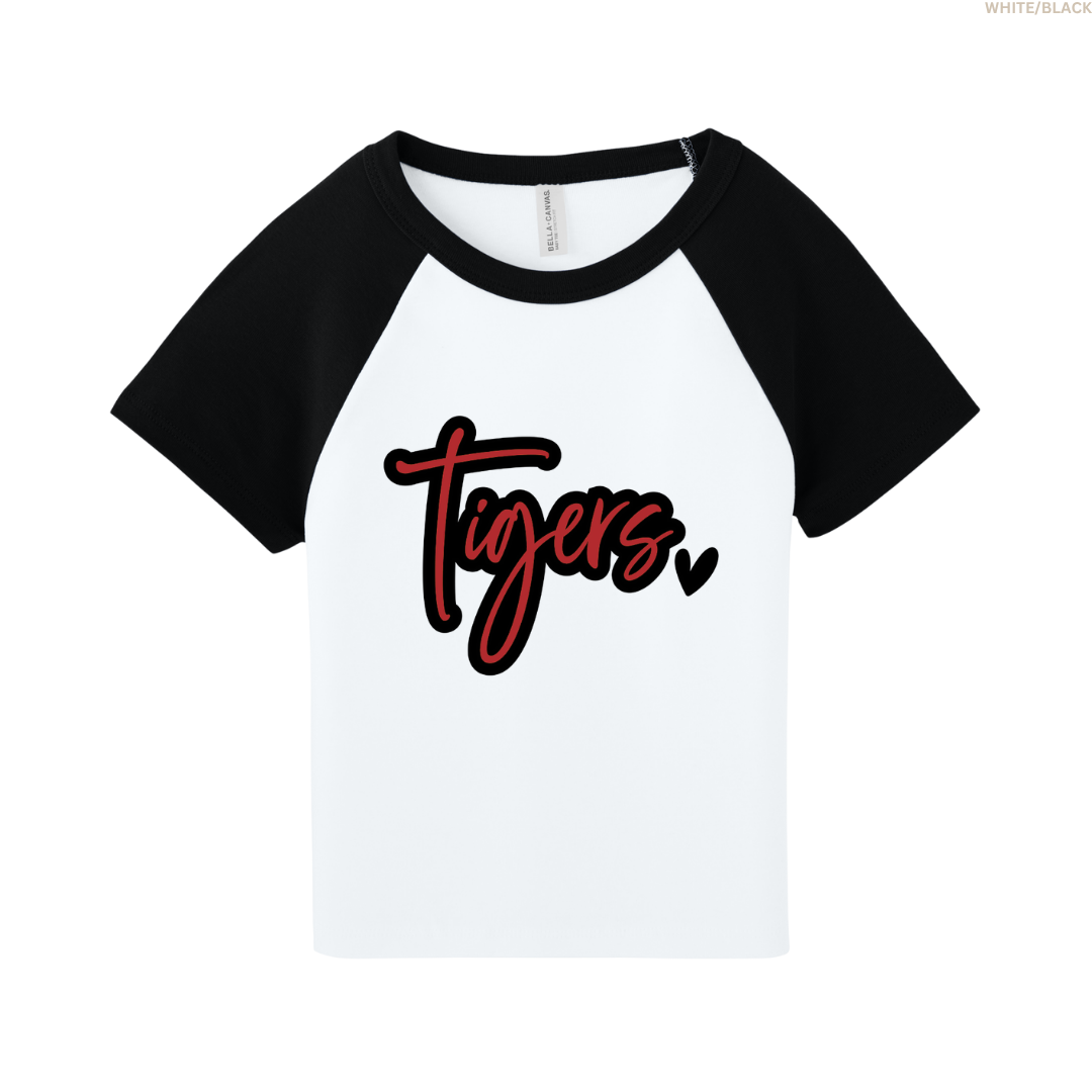 Tigers Heart Women's Raglan Cropped Baby Tee